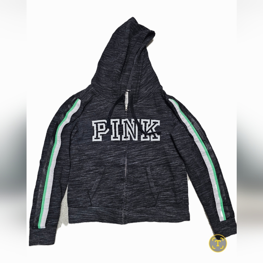 Victoria's Secret Pink Black White Green Limited Edition Zip Up Hoodie - L